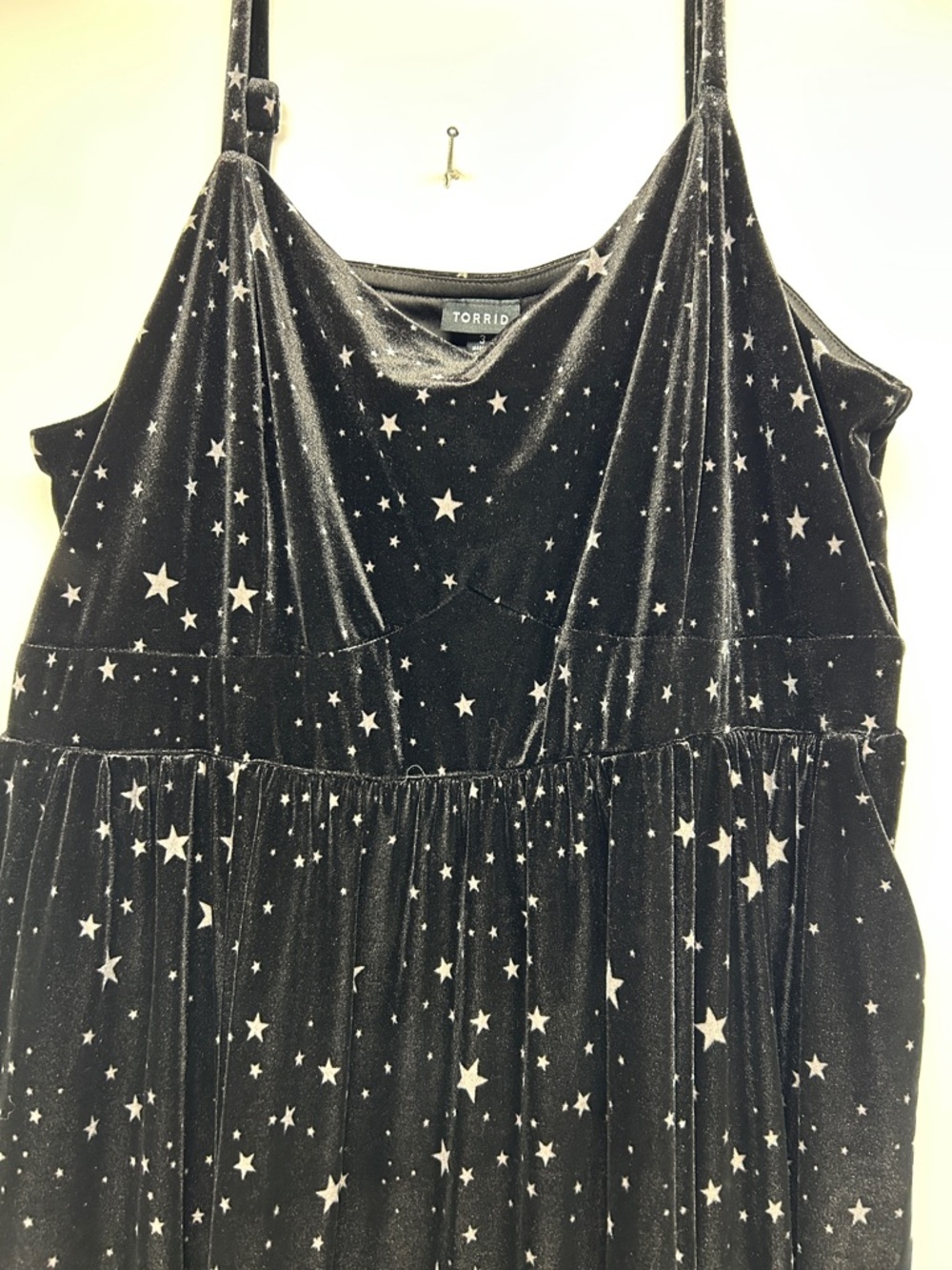 torrid Black Velvet Star-Print Midi Dress 3x has pockets! - Picture 4 of 5